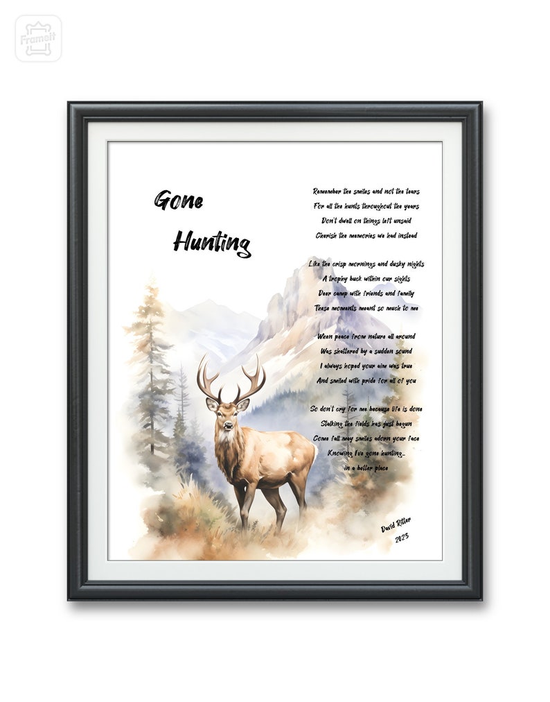 Gone Hunting Poem, Digital Download, Tribute to Grandpa, Bereavement