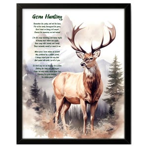 Gone Hunting Memorial Poem, Honor a Hunter with a Comforting Tribute by David Ritter, Framed Poetry Print for Grieving Loved Ones
