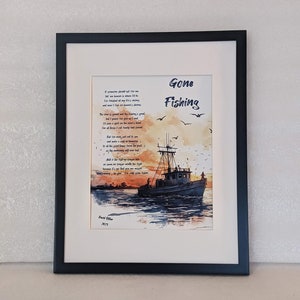 Gone Fishing Poem, Digital Download, Tribute to Grandpa, Bereavement Gift for Brother Passing, Dad poem, Original Poem by David Ritter image 3