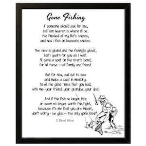 Poema de pesca: descarga conmemorativa imprimible de David Ritter, obsequio de condolencia digital para un pescador, recuerdo de homenaje fúnebre, arte personalizado