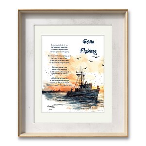 Gone Fishing Poem, Digital Download, Tribute to Grandpa, Bereavement Gift for Brother Passing, Dad poem, Original Poem by David Ritter image 4