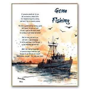 Gone Fishing Poem, Digital Download, Tribute to Grandpa, Bereavement Gift for Brother Passing, Dad poem, Original Poem by David Ritter image 2