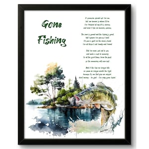 Gone Fishing Memorial Poem by David Ritter, Comforting Tribute Frame for Fishermen, Funeral Keepsake, Angler Memorial Gift
