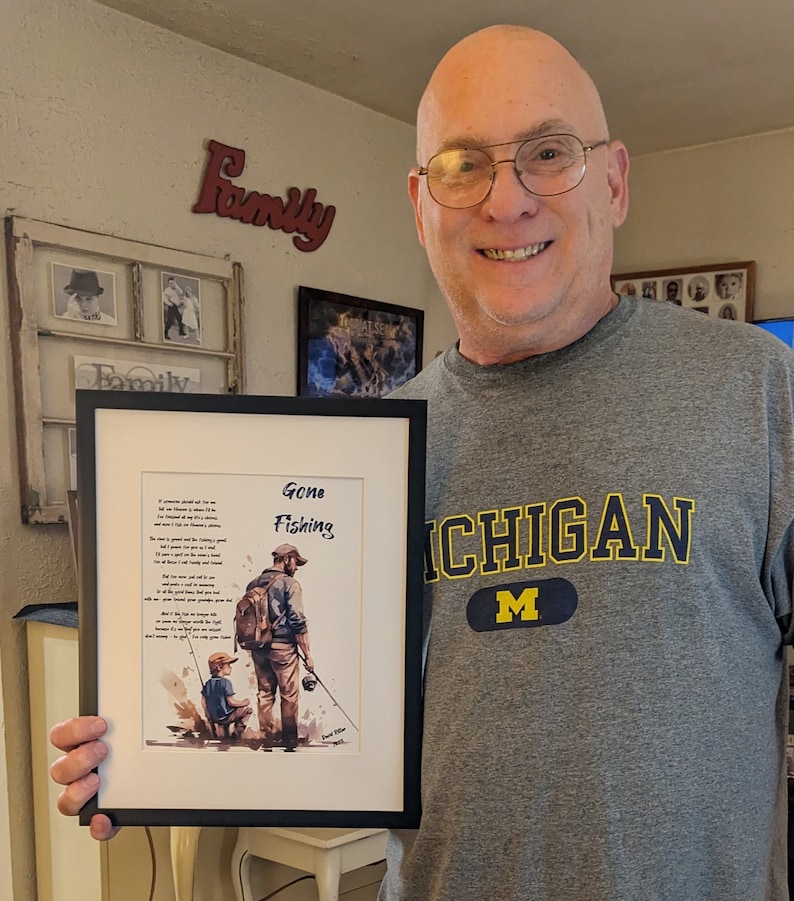 Gone Fishing Poem, Digital Download, Tribute to Grandpa, Bereavement