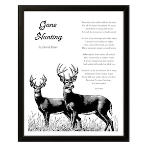 Poema Memorial Gone Hunting – Download digital personalizável para emolduramento, cartões de funeral, homenagem ao caçador, lembrança de simpatia