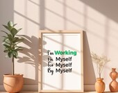 working on myself wall art, motivational quote printable, self love modern decor, positive mindset digital print, affirmation download