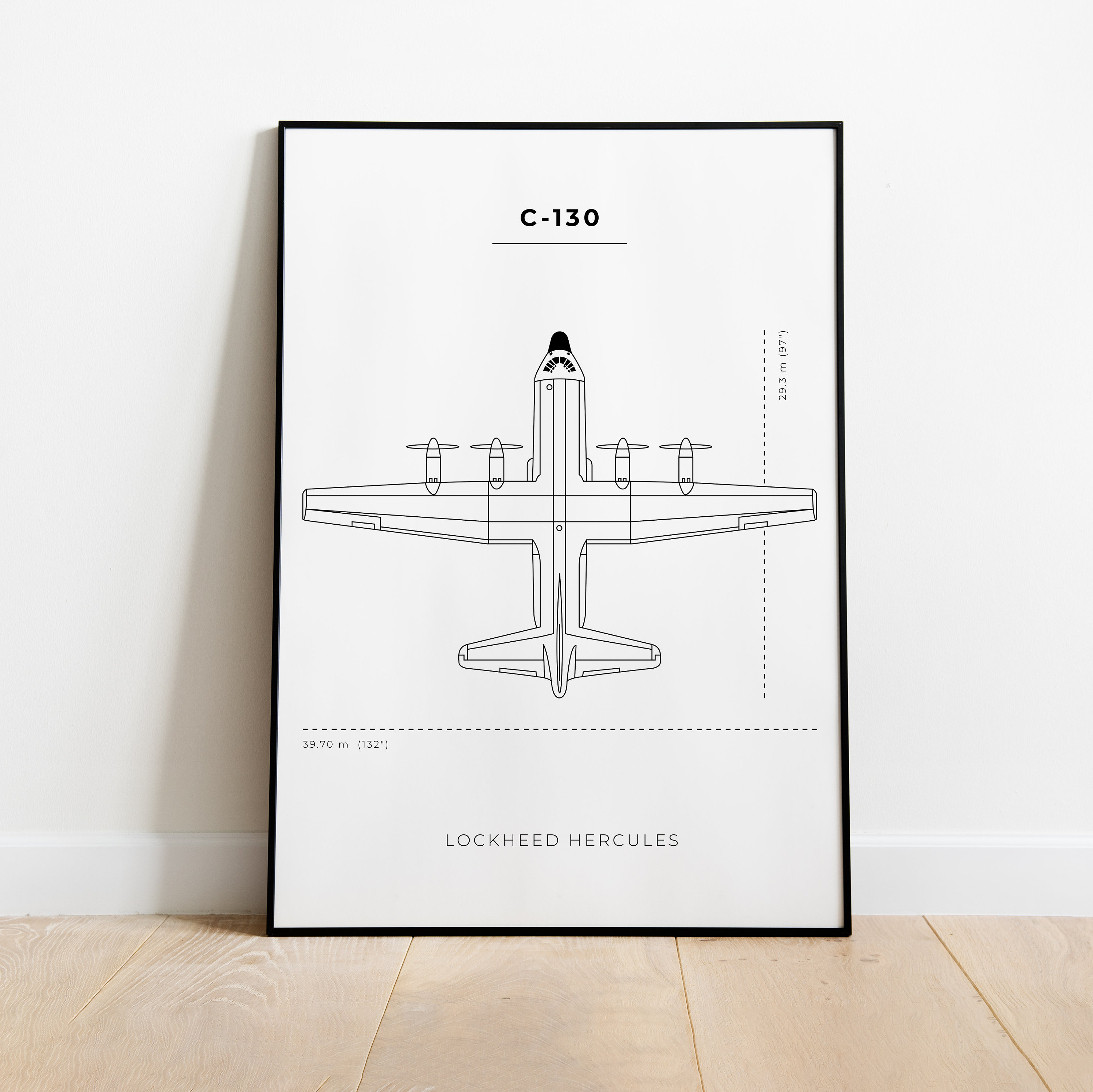 C-130 ポスター C-130 ヘラクレスポスター：ミニマリストミリタリーウォールアート