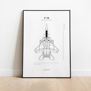 F15 Blueprint Poster - Fighter Jet Wall Art - Douglas F-15 Eagle - DIGITAL DOWNLOAD - Minimalist F15 Wall Art - Military Aircraft Poster