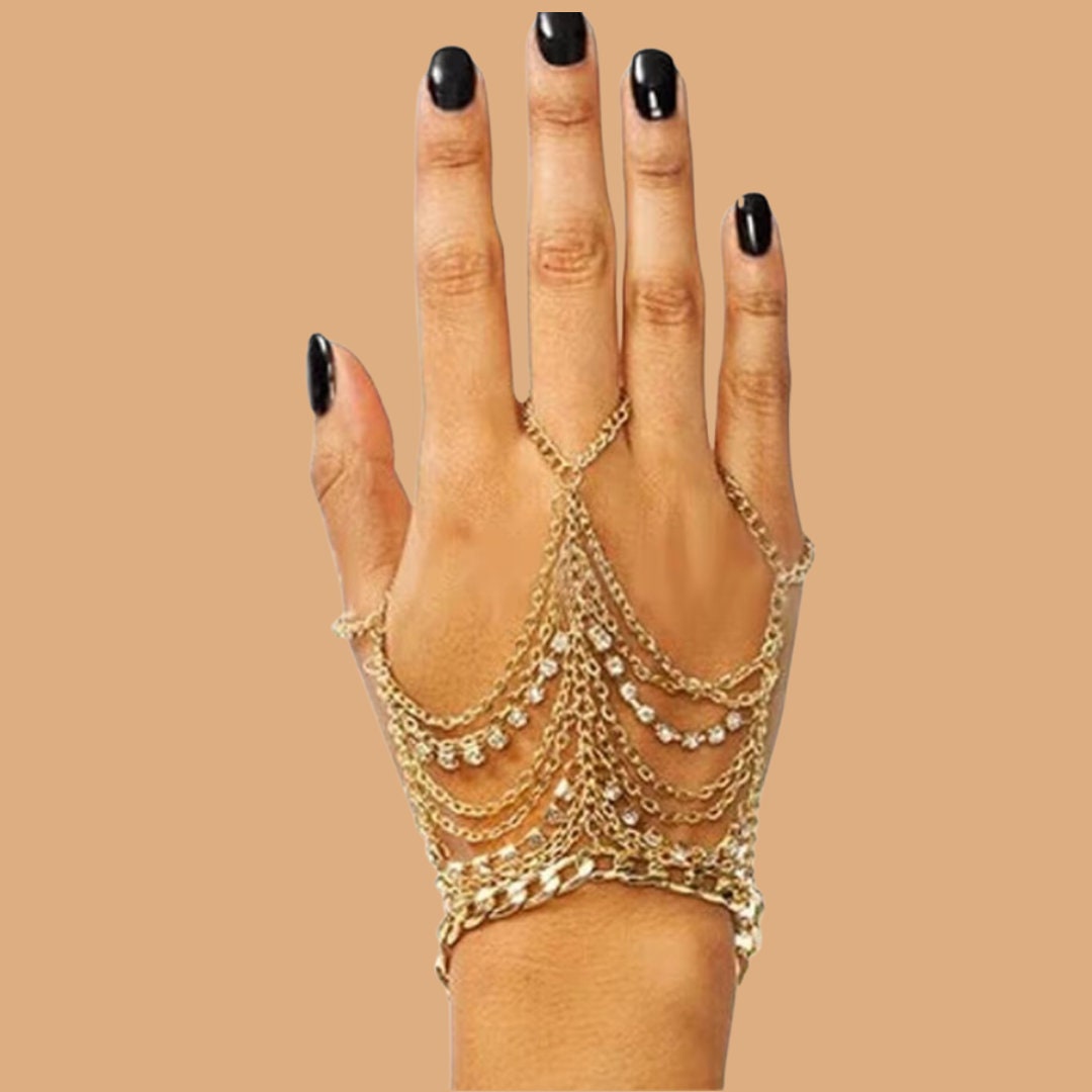 Bracelet Ring Connected Jewelry | Chain Ring Bracelet Rhinestone -  Rhinestone - Aliexpress
