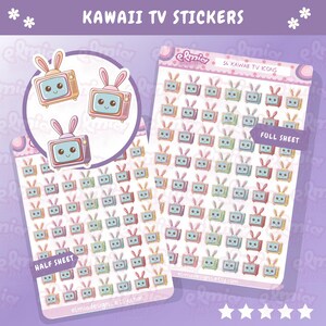 GEDRUKTE schattige kawaii tv-tracker icon planner stickers | filmavond | serie | Journalen | Kalender planner stickervel plakboek dagboek