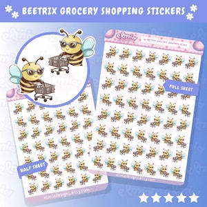 GEDRUCKTE niedliche Kawaii Beetrix Bee Grocery / Lebensmittel-Shopping | Planer Sticker | Tagebuch | Hausarbeit | Hausarbeit | Planung | Zeichen Ordnungskoch