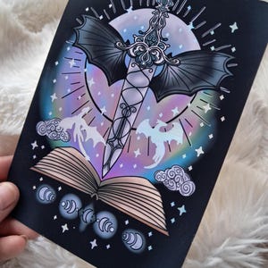 Foiled Kindle Case Insert | Reader Gifts | Bookish | Sticker | Booktok | dragons | fantasy | Romance | Romantasy | Moon | Colourful | Skin