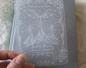 Engraved Night Court Bookmark: Frosted Plastic ACOTAR Dragon