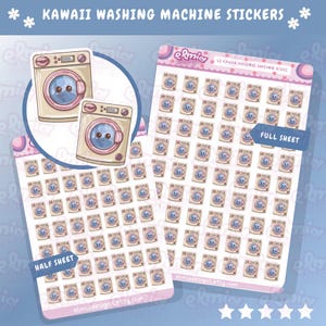 GEDRUKT schattig pastel kawaii neutraal wasgoed | Klusjes | Wasdroger | Journalen | Stickervel kalenderplanner planningsdagboek