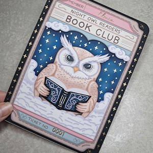 Night Owl Readers Book Club Ticket Kindle Insert | Foiled Sticker