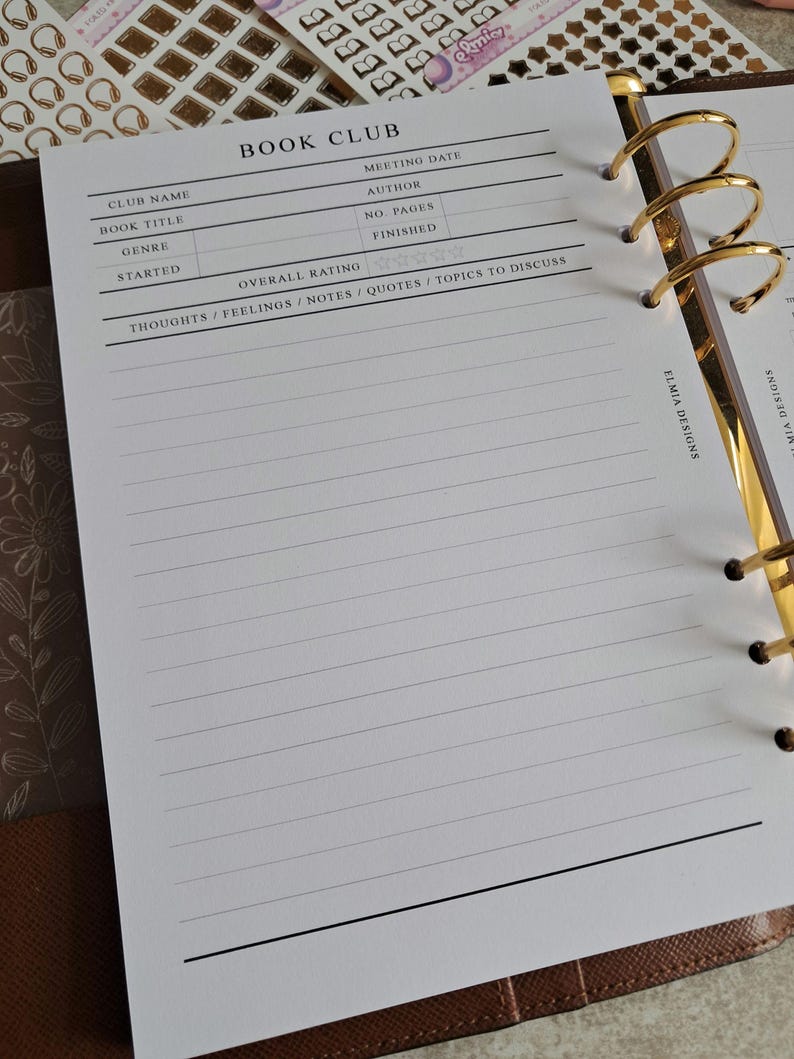 A5 Reading Journal Printable: Book Review Tracker, Book Club Notes ...