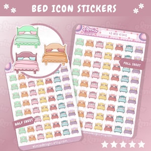 GEDRUCKTE niedliche Kawaii Bett Symbol Planer Aufkleber | Wechselbettwäsche | Bettwäsche | Zeitschrift | Hausarbeit | Wäsche | Hausarbeit | Planung | Charakter