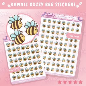 BEDRUKTE bezige bij | Buzzy Bee | Kawaii bij | Lente zomer karakter dier planner stickers kawaii sticker dagboek vinyl sticker bijenhouder