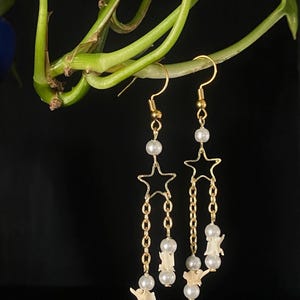 Pearl “I’m a Star” Rattlesnake Vertebrae Earrings - Oddities and Curiosities
