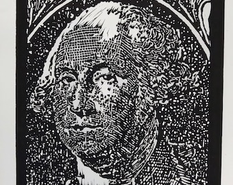 George Washington Linocut original block print. Limited edition 109/130