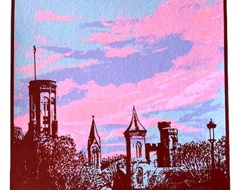 Smithsonian Sunset Screen Print, Limited Edition Art by Laura Weaver Huff