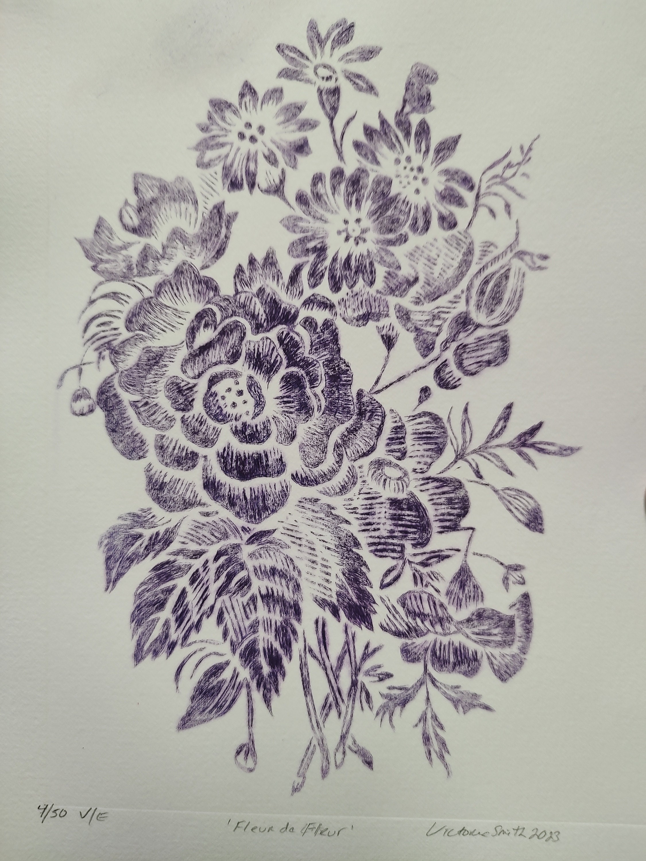 Fleur De Fleur, Dry Point Etching, Handmade Original Etching, Victoria ...