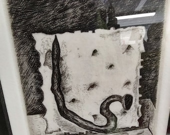 Vintage Annie Hayes Etching Print: Torpedo Factory Calendar Art, Framed