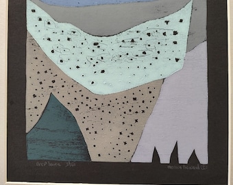 Deep Haven, Marion Howard, vintage original silkscreen print, abstract vintage art