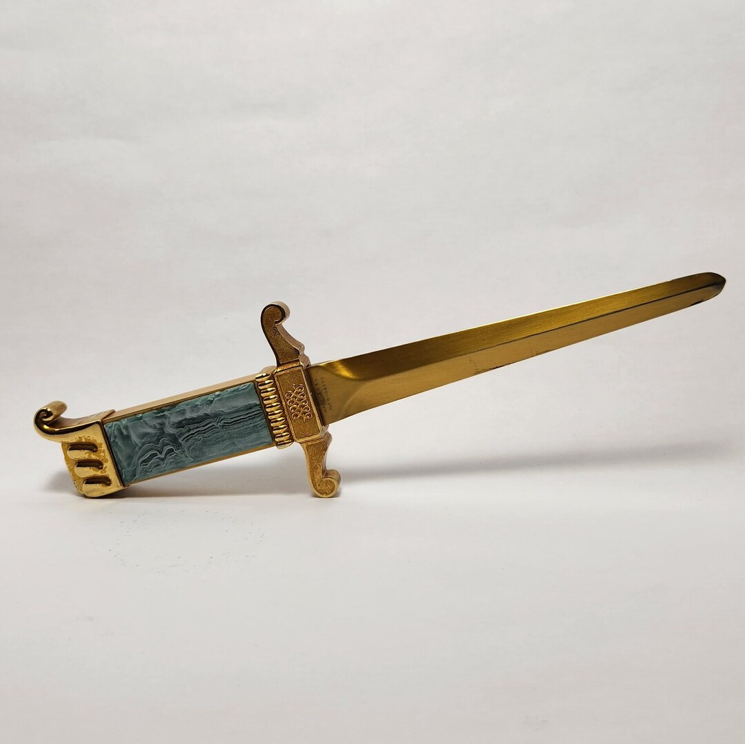Vintage A.S.R Ascot Florentine Letter Opener Lighter Jade Etsy