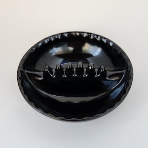 Vintage Mid Century Anholt Black Round Ashtray