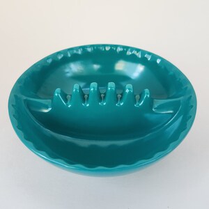 Vintage Mid Century Anholt Teal Round Ashtray