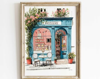 Patisserie Wall Art – French Bakery Cafe Illustration