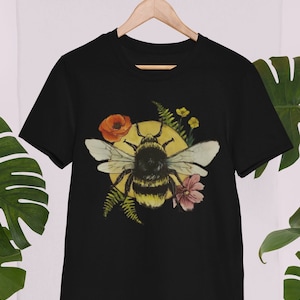 Bumble Bee Shirt, Unisex Shirt, Watercolor Bee, Bees and Flowers, Nature Shirt, Flower Shirt, Botanical Shirt, Cute Bee Shirt, Save the Bees