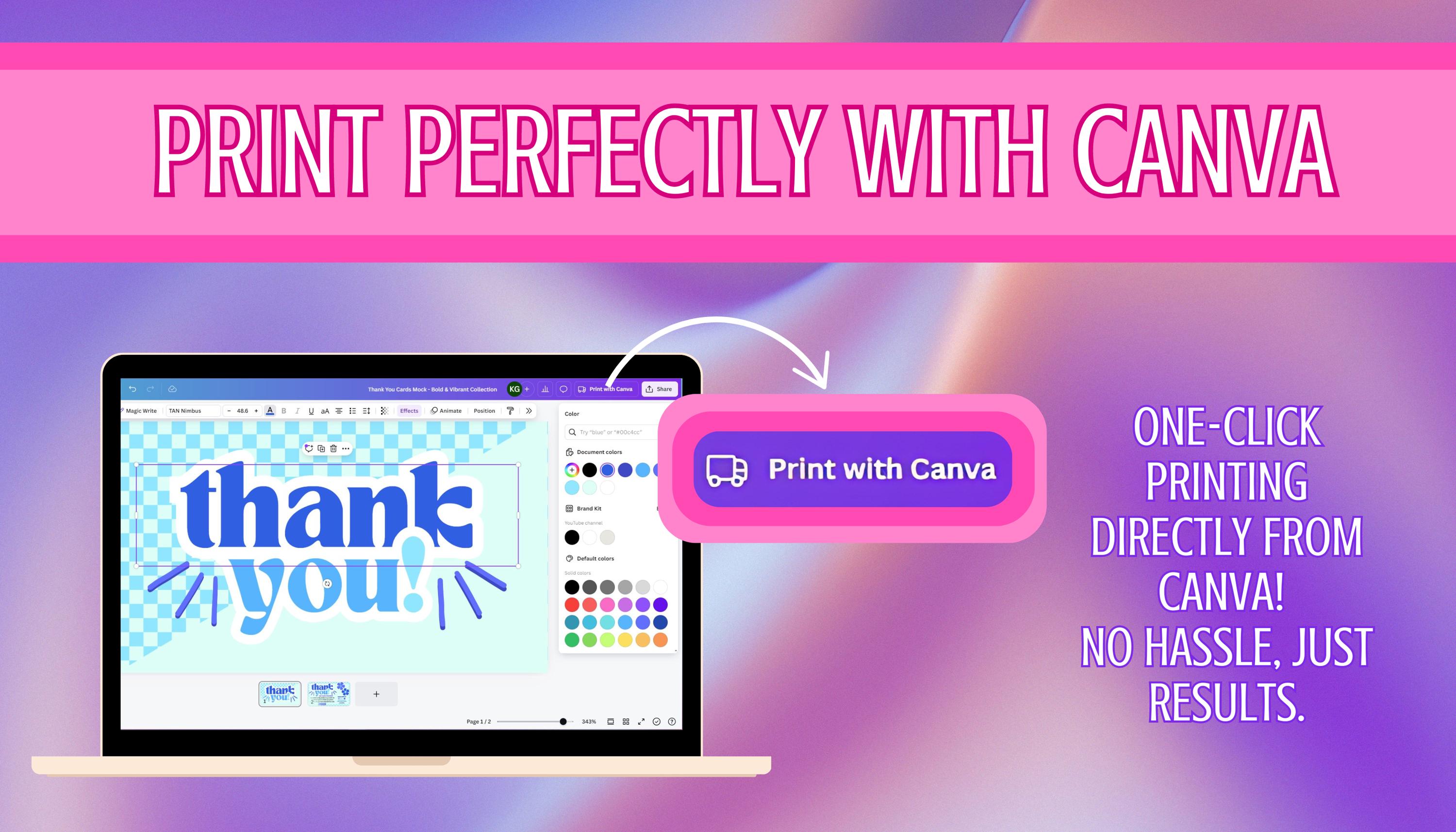 Thank You Card Template | Editable Canva Template, Bold Thank You Card ...