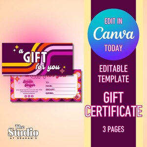 Gift Certificate Template | Editable Canva Voucher, Printable Gift Card Template for Small Business, Custom Digital Gift Certificate