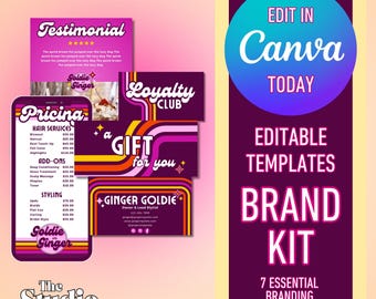 Brand Kit Template | Editable Canva Branding Kit, Small Business Brand Kit, Logo & Social Media Bundle, Customizable Brand Templates