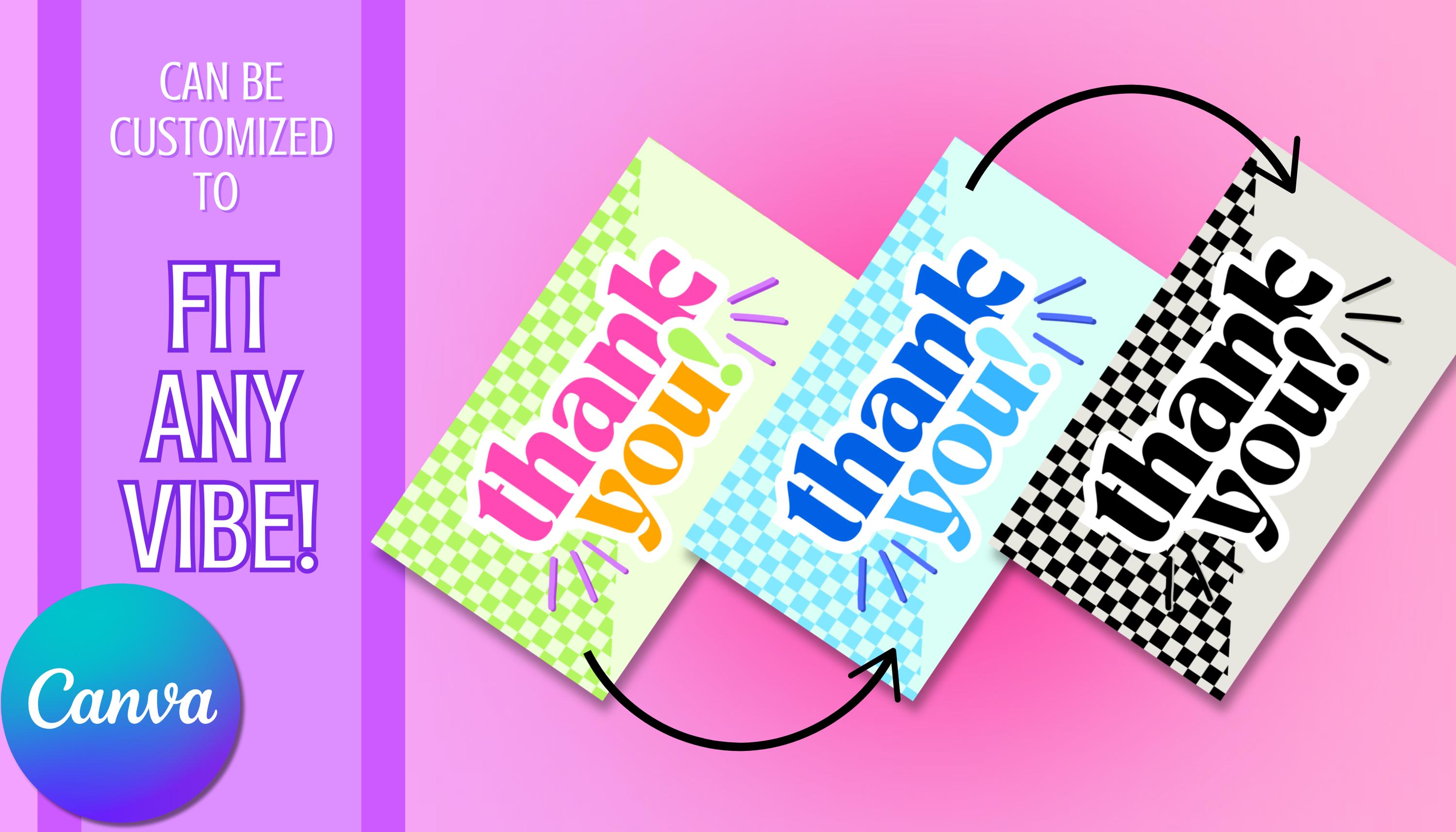 Thank You Card Template | Editable Canva Template, Bold Thank You Card ...