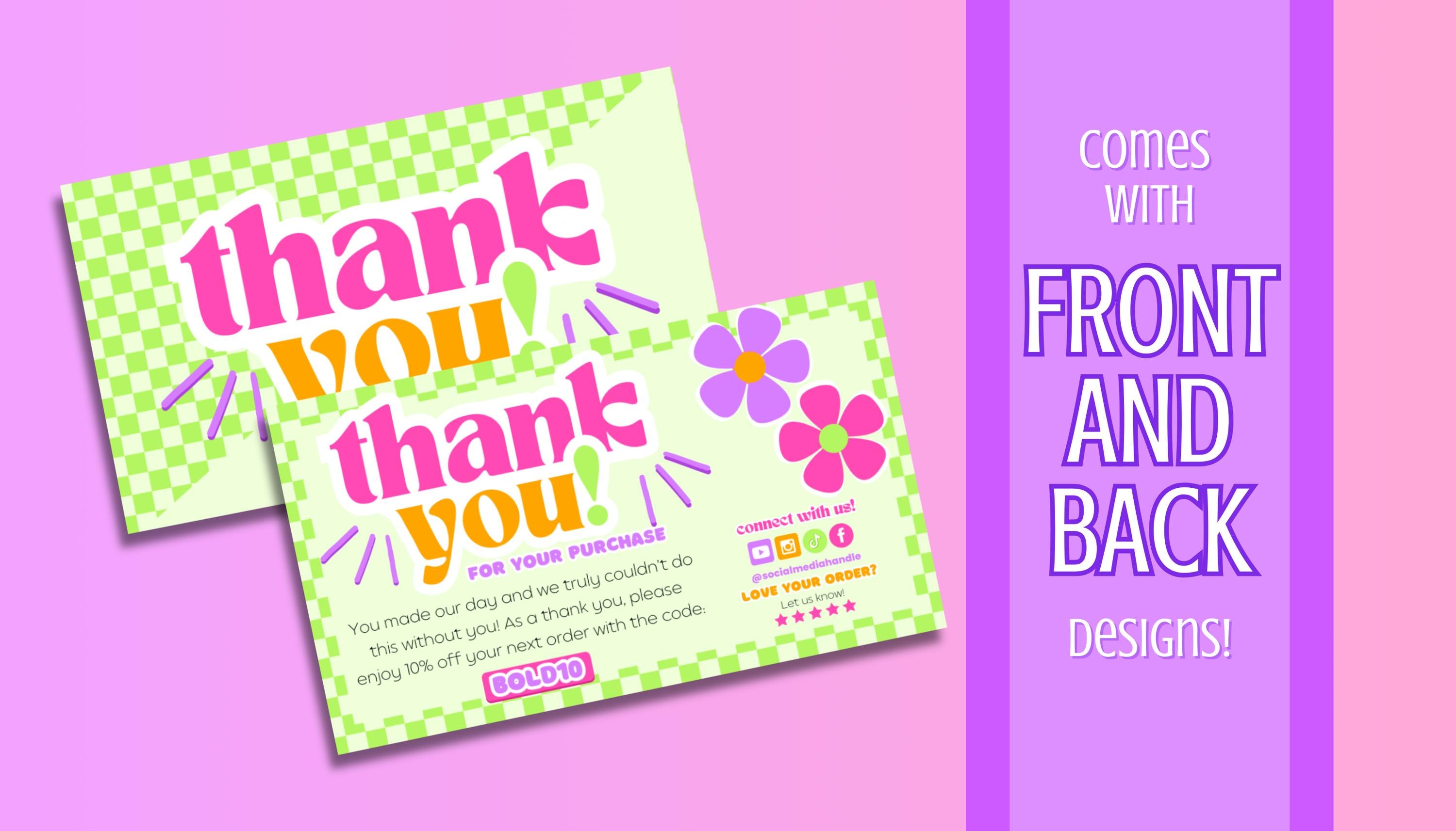 Thank You Card Template | Editable Canva Template, Bold Thank You Card ...