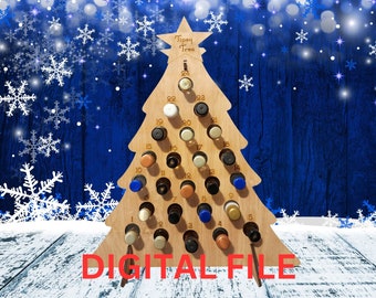 Liquor Advent Calendar Laser Cut File – Mini Bottle Rack SVG DXF PDF for Glowforge xTool OMTech, Engraving Template