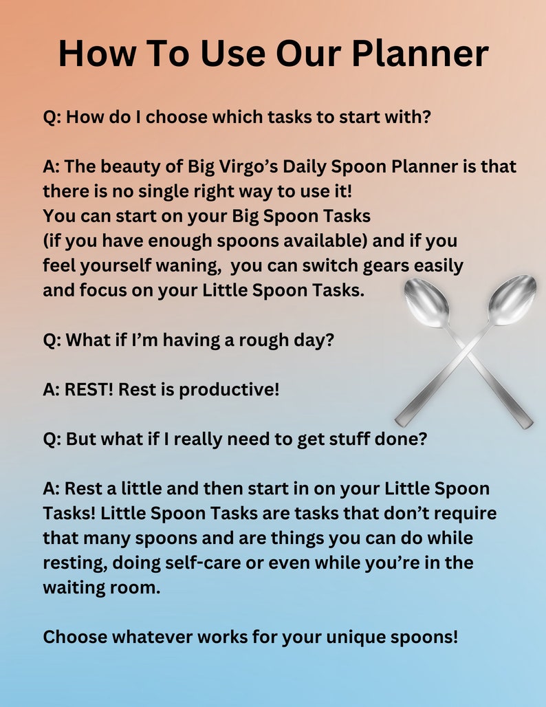 New Printable Daily Spoon Planner for Chronic Illness - Etsy