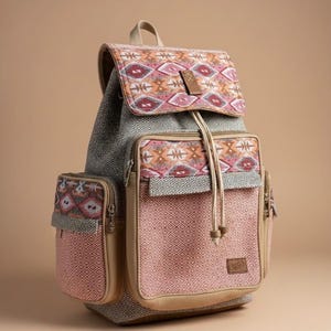 Handmade Travel Backpack | Boho Geometric Patchwork | Ethical Nepal | Sustainable Cotton