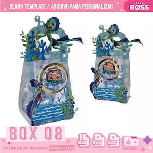 Vak 08 - Acetaatdoos met handvatten, Box-sjabloon, digitaal bestand SVG of Studio, Favor Box - Cricut en silhouet