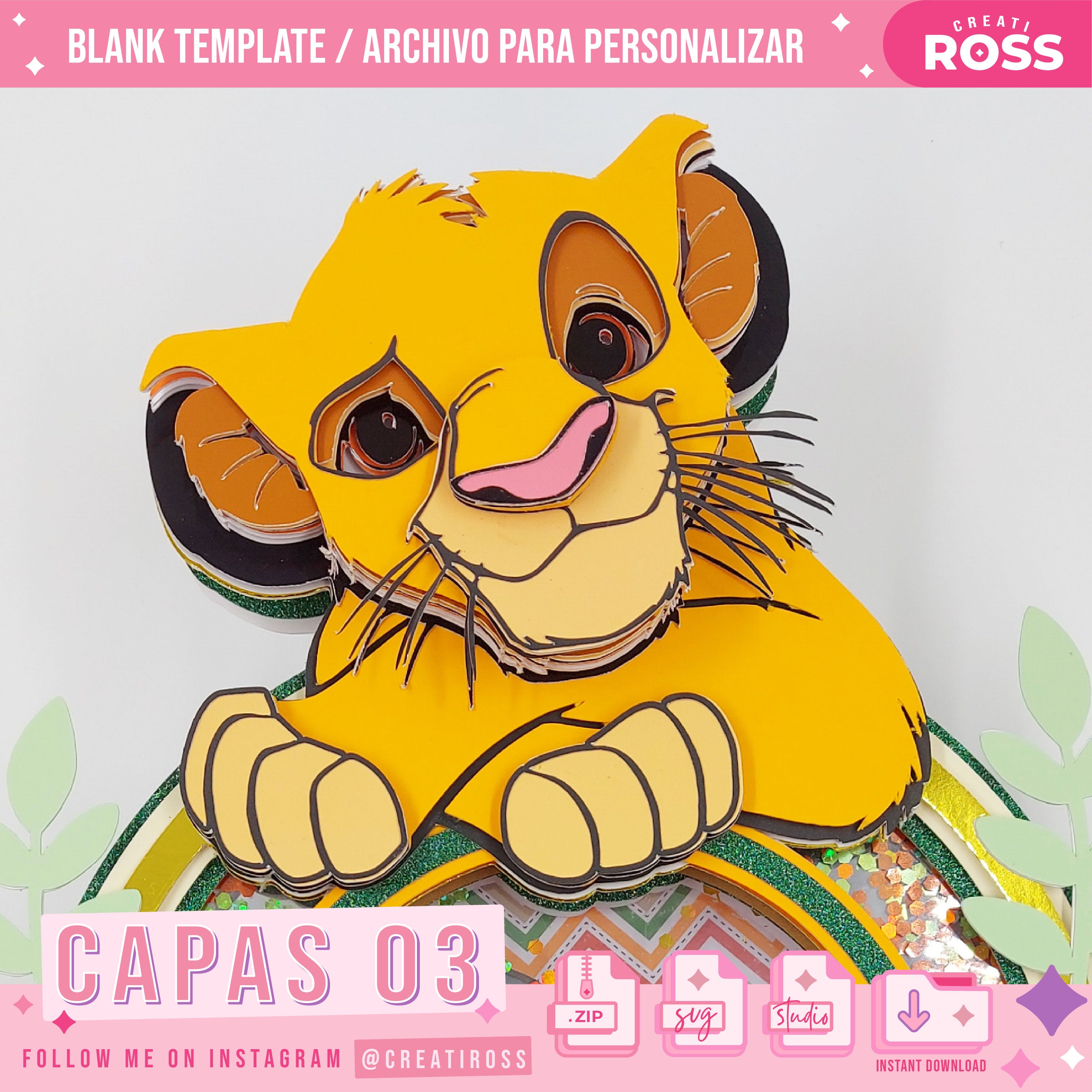 Layers 03 - Layered Lion King, Layered Character, Digital File SVG or  Studio, Favor Box - Cricut and Silhouette - Etsy, image size:2700x2700