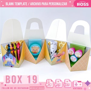Box 19 - Activity box playdoh stamps and crayons, Coloring Box, Box Template, Digital File SVG or Studio, Favor Box - Cricut and Silhouette