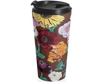 Surprise Piano Travel Mug for Swiftys | Eras Inspired Coffee Tumbler | Floral Piano Fan Gift | Stainless Steel 15oz Mug