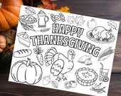 Thanksgiving Coloring Placemat Kids Holiday Activity (PNG)