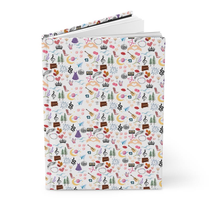 swifty lined hardcover journal with eras icons for taylor fan gift