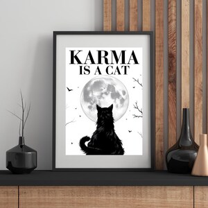 Swifty Poster Karma Is A Cat Printable Taylor DIY Gift Midnights Wall Art PNG Download Swifty Wall Decor Teen Daughter Fan Present Dorm Room