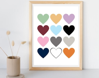 Swifty Eras Hearts Poster: Taylor Wall Art, DIY Printable (PNG Digital Download)