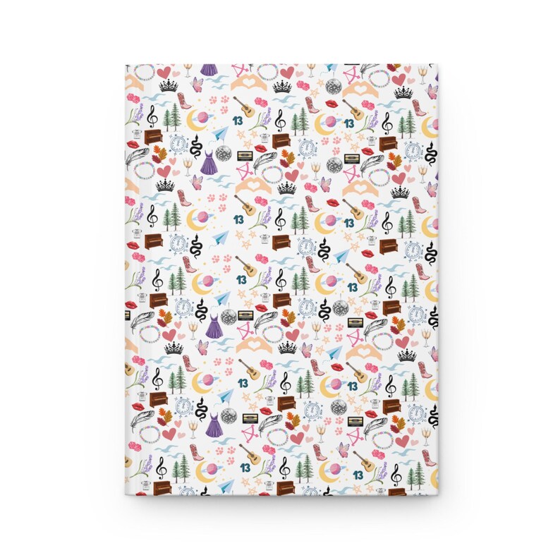 swifty lined hardcover journal with eras icons for taylor fan gift